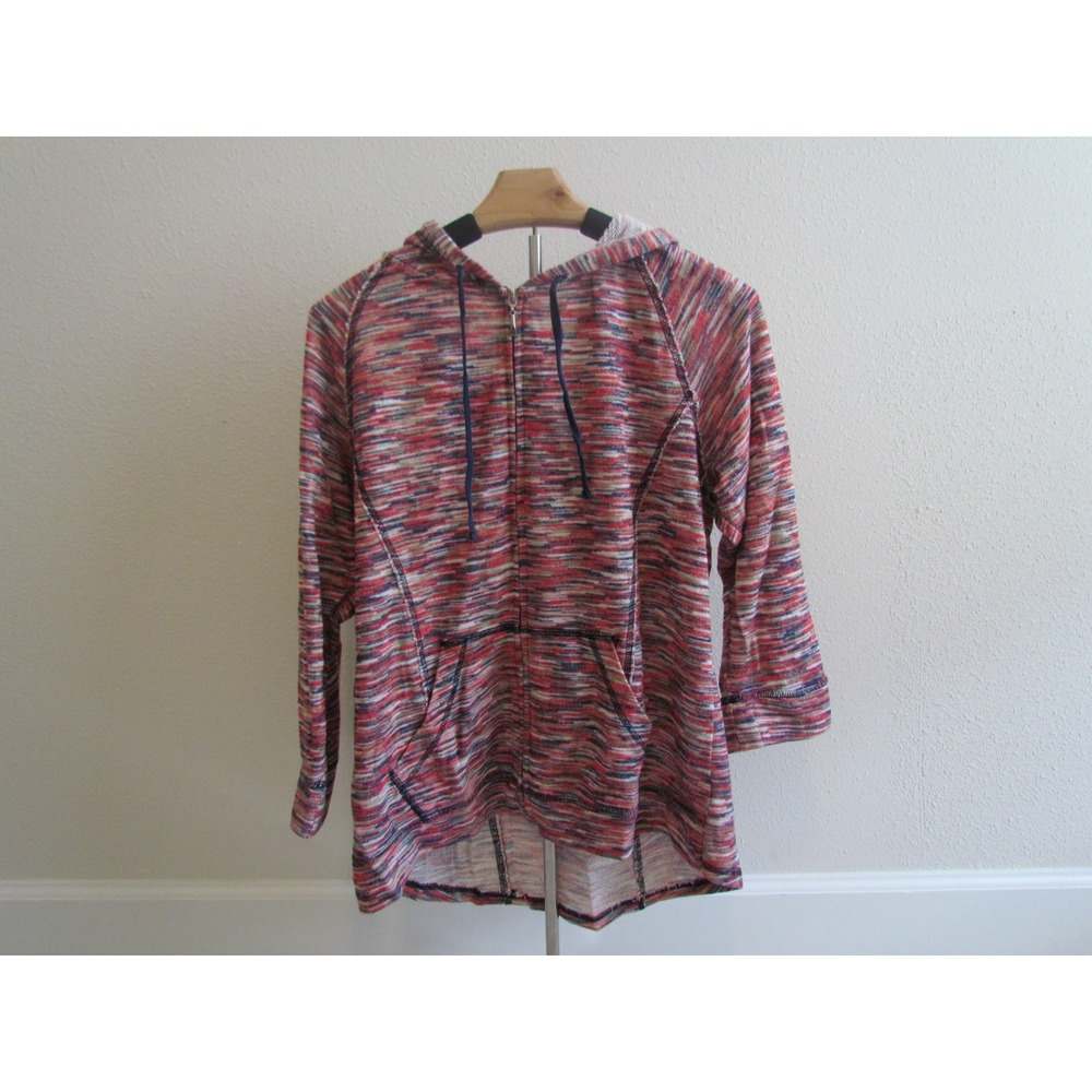 Live and Let Live Hoodie L Multi Color Space Dye Zip Up Relaxed Knit